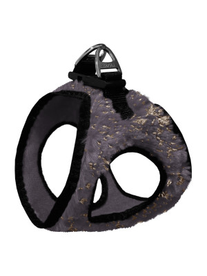 Üç Kilitli Simli Peluş Kedi Köpek Göğüs Tasması 20-24 cm XXX-Small Gri