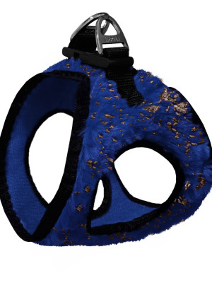 Üç Kilitli Simli Peluş Kedi Köpek Göğüs Tasması 20-24 cm XXX-Small Lacivert