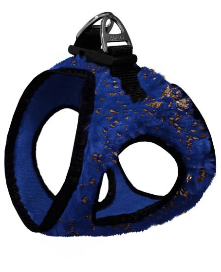 Üç Kilitli Simli Peluş Kedi Köpek Göğüs Tasması 24-28 cm XX-Small Lacivert