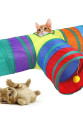 Gökkuşağı Desenli T Model Kedi Oyun Tüneli, Katlanabilir 50 x 75 cm