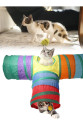 Gökkuşağı Desenli T Model Kedi Oyun Tüneli, Katlanabilir 50 x 75 cm