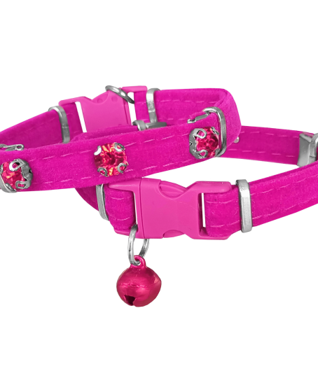 Kadife Kedi Boyun Tasması Taşlı 20-32 cm Pembe Kadife Kedi Boyun Tasması Taşlı 20-32 cm Pembe