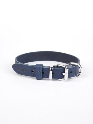 Deri El Yapımı Köpek Boyun Tasması 2x30-35 cm Mavi