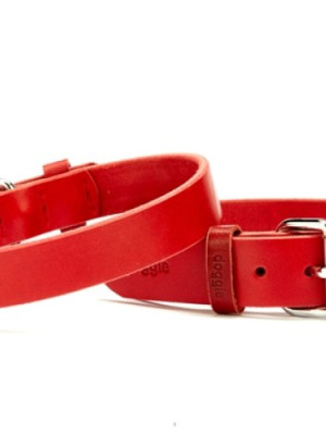 Deri El Yapımı Köpek Boyun Tasması 1,5x32-37 cm Kırmızı