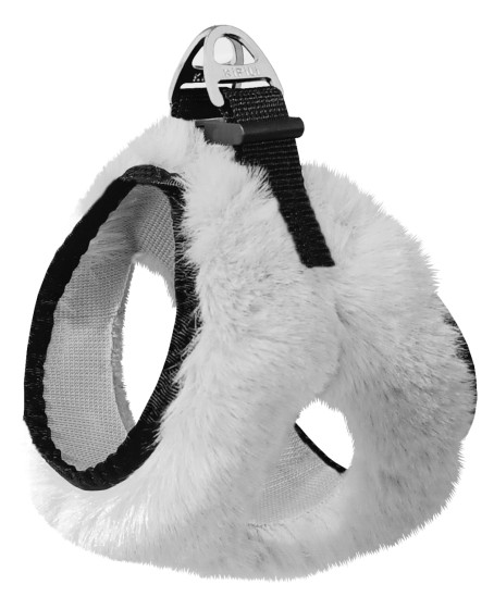 Üç Kilitli Peluş Kedi Köpek Göğüs Tasması 20-24 cm XXX-Small Beyaz