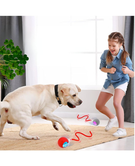 Hareketli Şarjlı Işıklı 360 Derece Dönen Akıllı Oyun Topu Kuyruklu İnteraktif Kedi Köpek Oyun Topu
