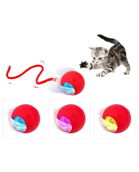 Hareketli Şarjlı Işıklı 360 Derece Dönen Akıllı Oyun Topu Kuyruklu İnteraktif Kedi Köpek Oyun Topu