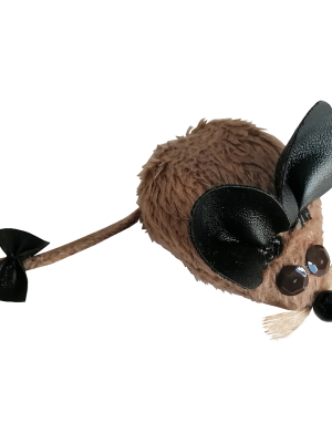 Kedi Oyuncağı Bıyıklı Peluş Fare 4,5 x 6-15 cm Taba