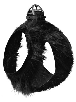Üç Kilitli Peluş Kedi Köpek Göğüs Tasması 24-28 cm XX-Small Siyah