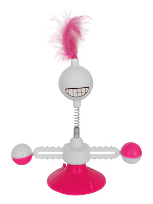 Vantuzlu Komik Dönen Kedi Oyuncağı 17 cm*18-30 cm Pembe