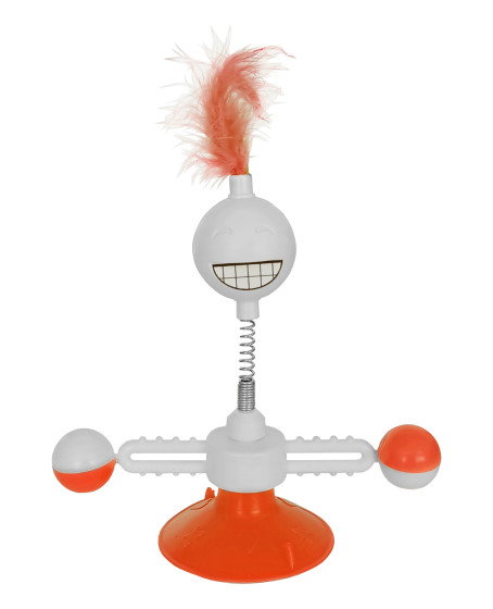 Vantuzlu Komik Dönen Kedi Oyuncağı 17 cm*18-30 cm Turuncu