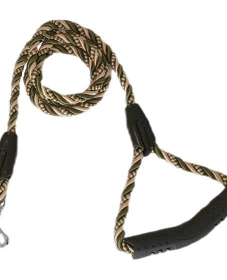 Üçlü Sarmallı Köpek Gezdirme Halatı 1 cm-120 cm Yeşil Krem