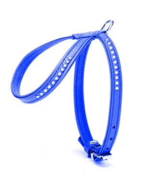 Swarovski Taşlı Deri Köpek Göğüs Tasması 1,2 x 29-40 cm Mavi