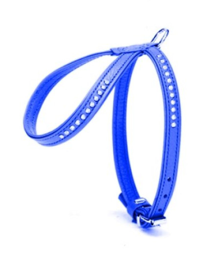 Swarovski Taşlı Deri Köpek Göğüs Tasması 1,2 x 29-40 cm Mavi