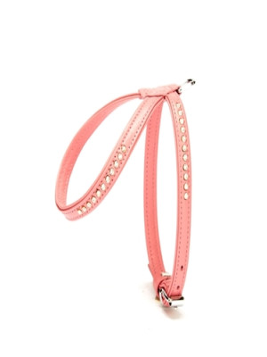 Swarovski Taşlı Deri Köpek Göğüs Tasması 1,2 x 21-30 cm Pembe