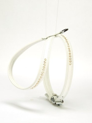Swarovski Taşlı Deri Köpek Göğüs Tasması 1,2 x 25-35 cm Beyaz