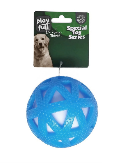 Işıklı Üçgen Desenli Plastik Top Köpek Oyuncağı 7,5 Cm Mavi