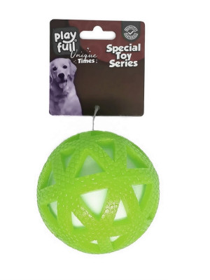 Işıklı Üçgen Desenli Plastik Top Köpek Oyuncağı 7,5 Cm Yeşil