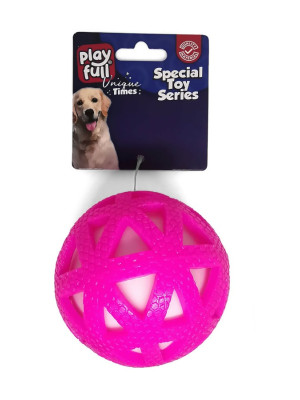 Işıklı Üçgen Desenli Plastik Top Köpek Oyuncağı 7,5 Cm Pembe