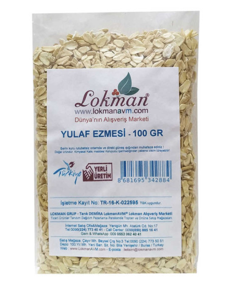 Yulaf Ezmesi Doğal 100 Gr Paket