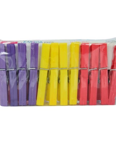 Plastik Çınar Çamaşır Mandalı 24 Adet Karışık Renk ZP-142