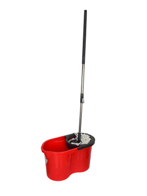 Plastik Temizlik Seti Kova+Mop+Paspas+Sap Kırmızı Renk