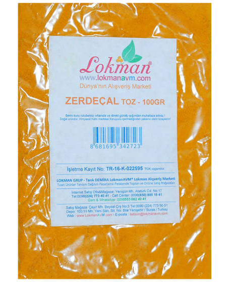 Zerdeçal Kökü Doğal Öğütülmüş 100 Gr Paket