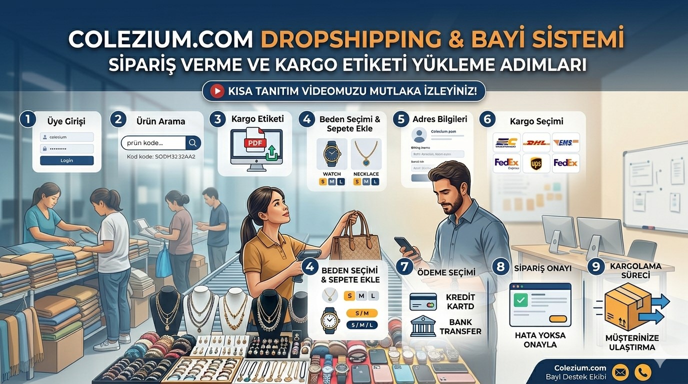 Colezium.com Dropshipping Bayi Sipariş Verme ve Kargo Etiketi Yükleme