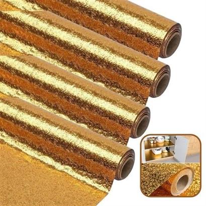 CLZ303  10 Metre Kendinden Yapışkanlı Silinebilir Mutfak Tezgah Üstü Sticker Folyo Gold Renk