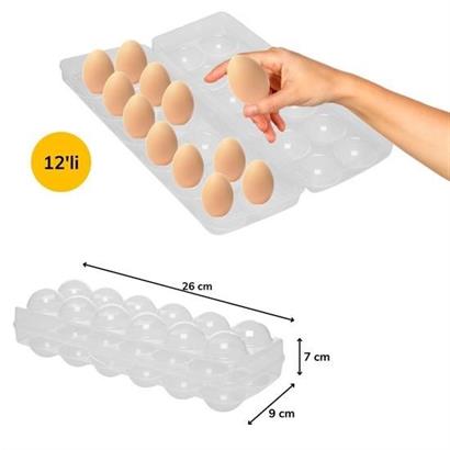 CLZ303  12li Şeffaf Kapaklı Kilitli Yumurta Saklama Kabı Kutusu Aparatı