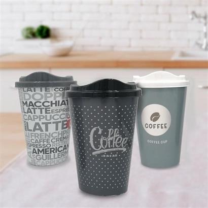 CLZ303  3 Adet Kahve Bardağı Seti Dekoratif Plastik Kahve Muhafaza Bardağı