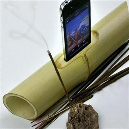 CLZ303  6 x 1 cm Girişli Kılıflı Bambu Ağacı Akustik Ses Yükseltici Aparat