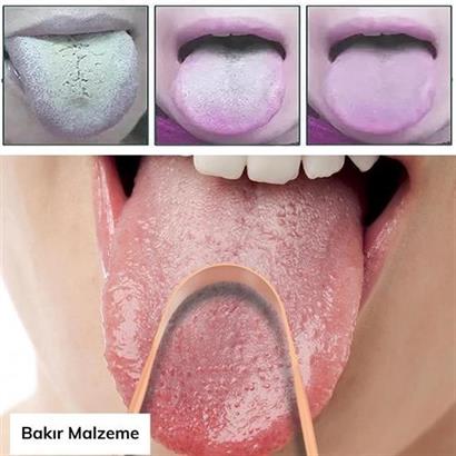 CLZ303  Bakır Oil Pulling Yağ Çekme Dil Plak Temizleme Aleti Dil Fırçası Sıyırıcı Dil Kaşığı