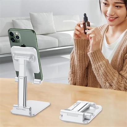 CLZ303  Pembe  Aynalı Cep Telefonu Sabitleyici Stand Katlanabilir Ayarlanabilir Telefon Standı