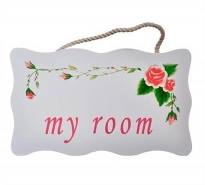 CLZ303  My Room Benim Odam Dekoratif Çiçek Desenli Kapı Askısı