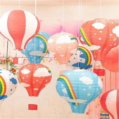 CLZ303  Dekoratif Renkli Kağıt Dilek Feneri Balonu Renkli Uçan Balon