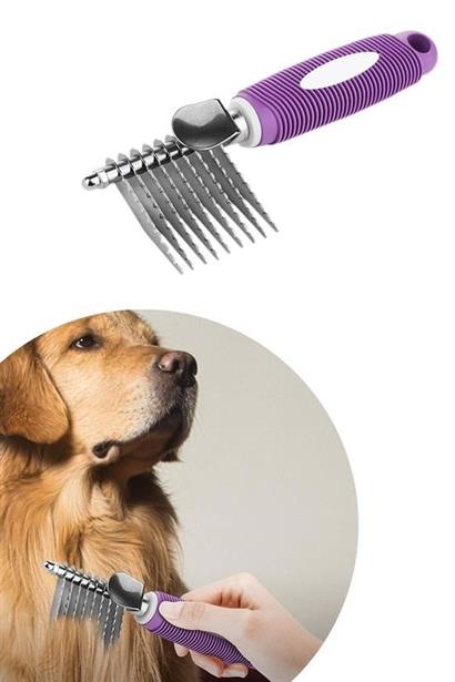 CLZ303  Düğüm Açıcı Pet Fırçası Emniyetli Uzun ve Çelik Dişli Kedi Köpek Tüy Kıtık Açma Tarağı