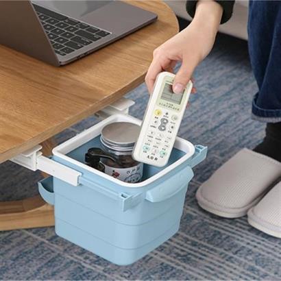 CLZ303  Mini Masa Çöp Kovası Plastik Tezgah Altı Geri Çekilebilir Yapışkanlı Görünmez Bölme Pratik
