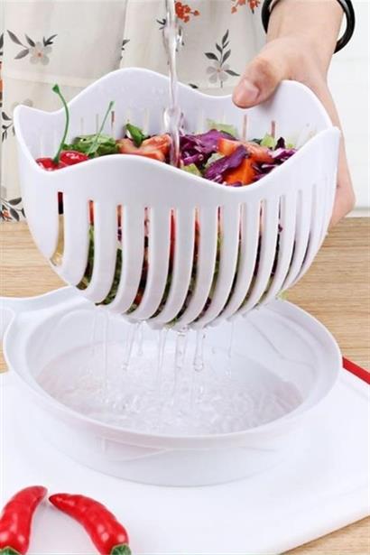 CLZ303  Pratik Salata Yapma Kasesi Kolay Salata Yapma Aparatı Tabağı