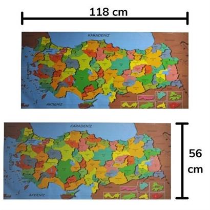 CLZ303  Renkli Türkiye Haritası Manyetik Yapıştırıcı Gerektirmeyen Duvar Stickerı 118 CM * 56 CM