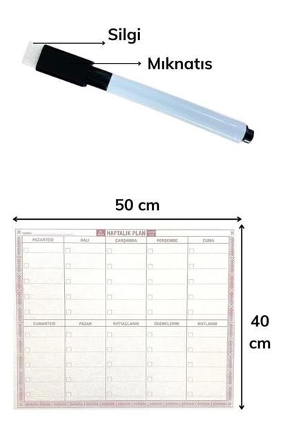 CLZ303  Şeffaf Kendiliğinden Yapışkanlı Kalemli Haftalık Planlayıcı 40cm-50cm