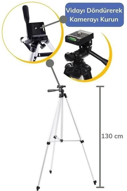 CLZ303  Taşıma Çantalı 130 cm Profesyonel Alüminyum Kamera Tripodu