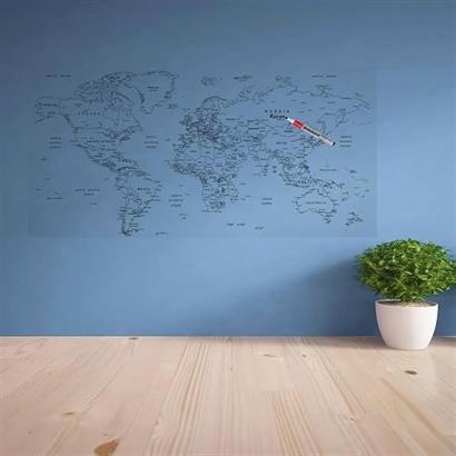 CLZ303  Yazılabilir Dünya Haritası Manyetik Duvar Stickerı 110 x 56 cm