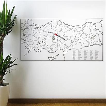 CLZ303 Yazılabilir Türkiye Haritası Manyetik Duvar Stickerı 110 x 56 cm