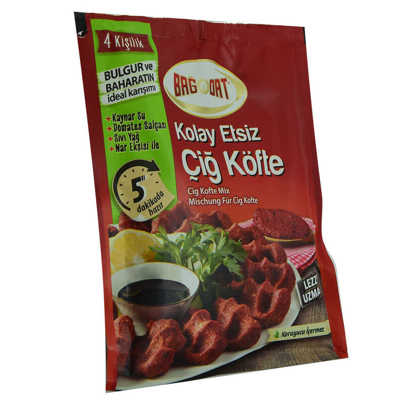 Kolay Etsiz Çiğ Köfte Bulgur ve Baharat Karışımı 4 Kişilik 120 Gr Paket Kolay Etsiz Çiğ Köfte Bulgur ve Baharat Karışımı 4 Kişilik 120 Gr Paket