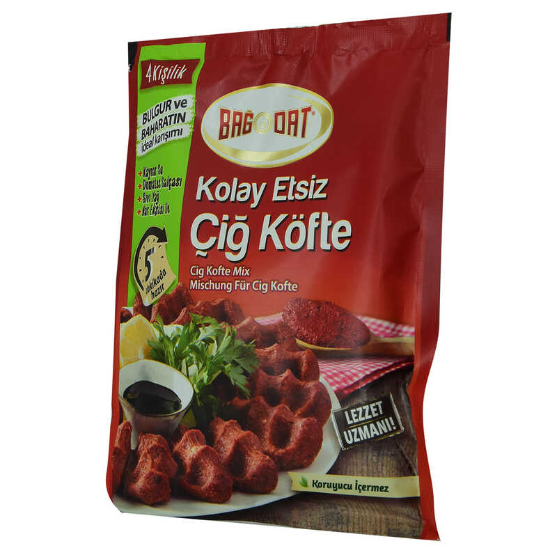 Kolay Etsiz Çiğ Köfte Bulgur ve Baharat Karışımı 4 Kişilik 120 Gr Paket Kolay Etsiz Çiğ Köfte Bulgur ve Baharat Karışımı 4 Kişilik 120 Gr Paket