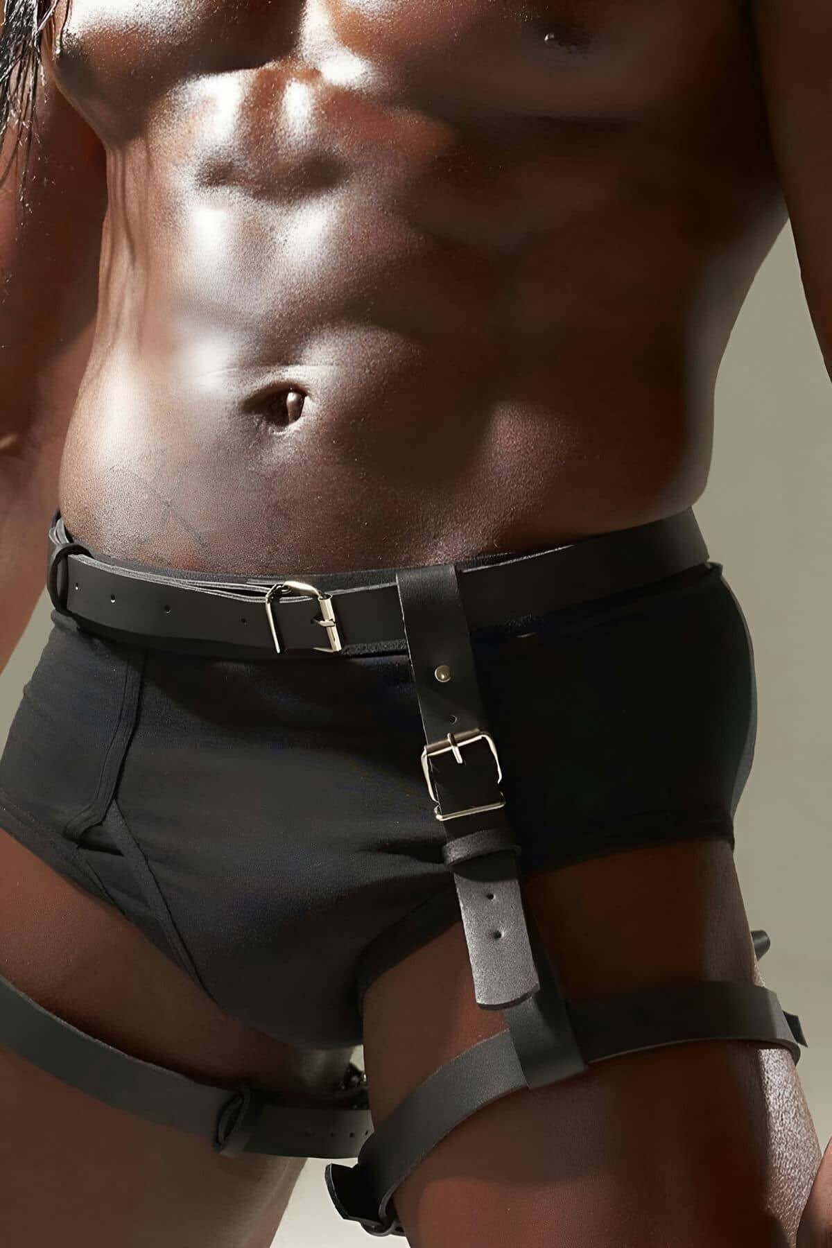 CLZ41 Bel Ve Bacak Ayarlanabilir Erkek Harness - Ürün Rengi:Siyah