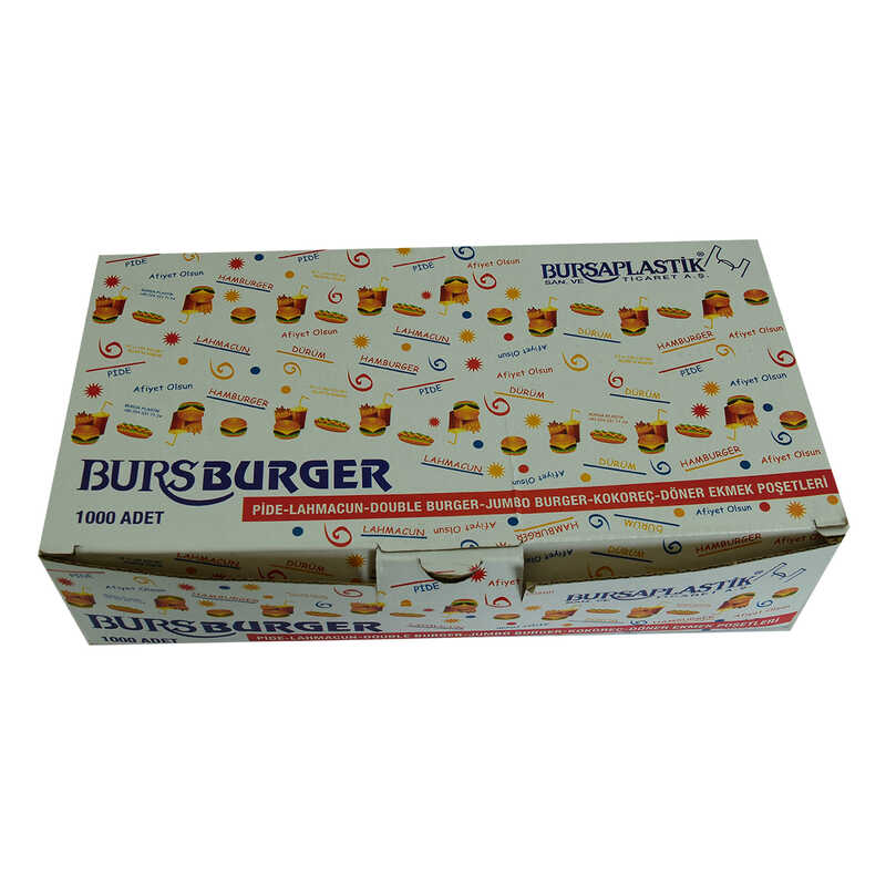 CLZ214 Bursburger Pide Lahmacun Burger Kokoreç Döner Ekmek Hışır Poşeti 13X26 1000 Adet