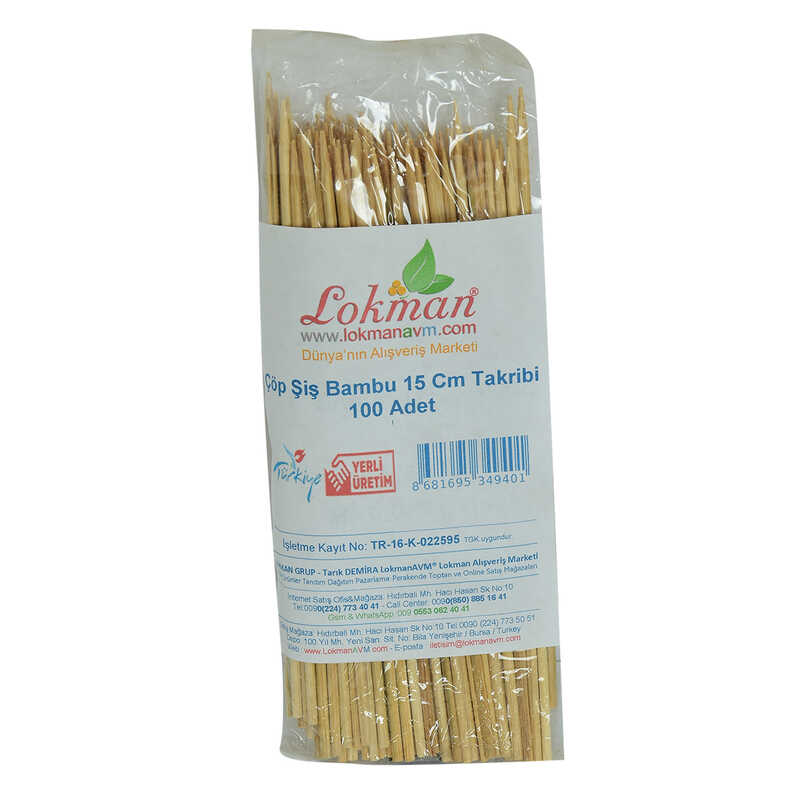 CLZ214 Çöp Şiş Bambu Şişleri 15 Cm Takribi 100 Adet 1 Paket