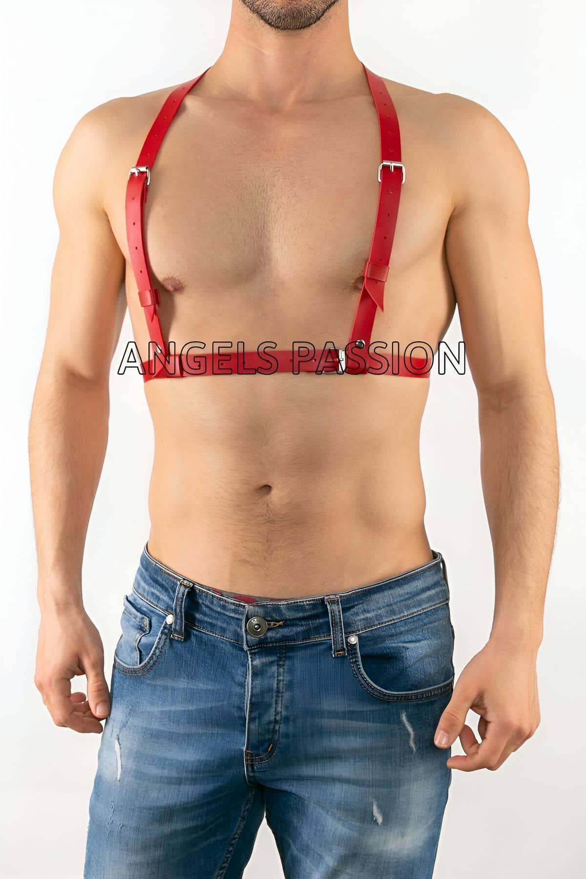 CLZ41 Deri Erkek İç Giyim, Gay Fantazi Giyim Modelleri - Ürün Rengi:Kırmızı